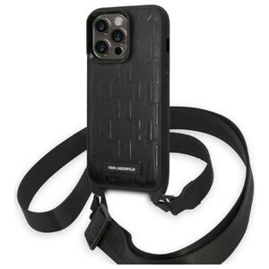 Karl Lagerfeld case for iPhone 14 Pro 6,1&quot; KLHCP14LSTMMK black hardcase Monogram Plaque Logo Strap 3666339093259