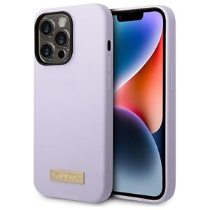 Guess case for iPhone 14 Pro 6,1&quot; GUHMP14LSBPLU fioletowa hard case Liquid Silicone Logo MagSafe 3666339070403