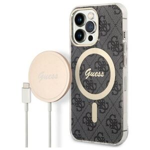 Guess set case + charger for iPhone 13 Pro Max 6,7&quot; GUBPP13XH4EACSK black hard case 4G Print MagSafe 3666339102807