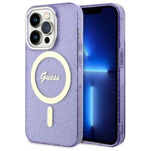 Guess case for iPhone 14 Pro Max 6,7&quot; GUHMP14XHCMCGU purple hardcase Magsafe IML Glitter Gold 3666339125691