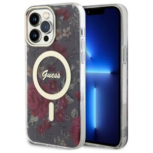 Guess case for iPhone 14 Pro Max 6,7&quot; GUHMP14XHCFWSA khaki hardcase Magsafe IML Flower 3666339115623