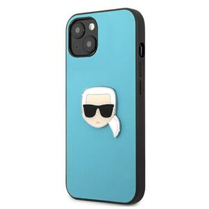 Karl Lagerfeld case for iPhone 13 Mini 5,4&quot; KLHCP13SPKMB hardcase blue Leather Ikonik Karl`s Head Metal 3666339028619