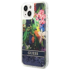 Guess case for iPhone 14 6,1&quot; GUHCP14SLFLSB blue hardcase Flower Liquid Glitter 3666339066086