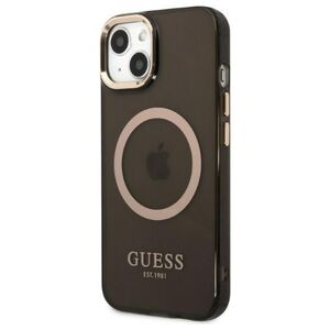 Guess case for iPhone 13 Pro / 13 6,1&quot; GUHMP13LHTCMK black hard case Gold Outline Translucent MagSafe 3666339057039