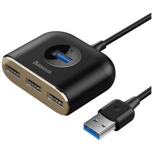 USB hub Baseus Square round, 4 Port, 3xUSB 2.0, 1xUSB 3.0, 1.0m, Black - 12077 έως 12 άτοκες Δόσεις
