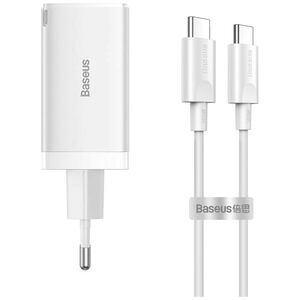 Network charger Baseus GaN5 Pro Fast, 65W, PD cable, White - 40410 έως 12 άτοκες Δόσεις