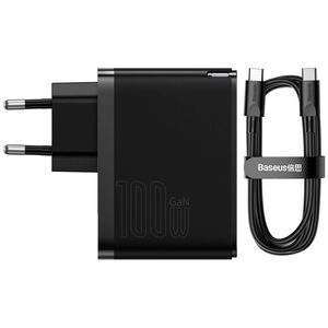 Network charger Baseus GaN5 Pro Fast, 100W, PD cable, Black - 40411 έως 12 άτοκες Δόσεις