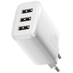 Network charger Baseus Compact 3U, 17W, 3 x USB F, White - 40412 έως 12 άτοκες Δόσεις