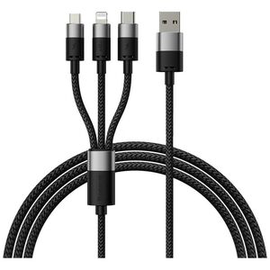 Charging cable Baseus StarSpeed, 3in1, Micro USB, Lightning, Type-C, 0.6m, Black - 40439 έως 12 άτοκες Δόσεις