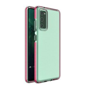 Spring Case clear TPU gel protective cover with colorful frame for Samsung Galaxy A02s EU dark pink