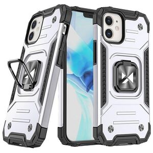 Wozinsky Ring Armor case for iPhone 14 armored cover magnetic holder ring silver