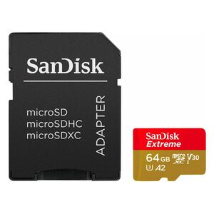 Sandisk Extreme microSDXC 64GB Class 10 U3 V30 A2 UHS-I με αντάπτορα (SDSQXAH-064G-GN6MA) (SANSDSQXAH-064G-GN6MA) έως 12 άτοκες Δόσεις