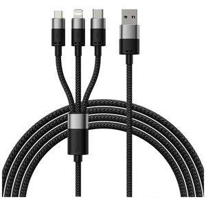 Charging cable Baseus StarSpeed, 3in1, Micro USB, Lightning, Type-C, 1.2m, Black - 40491 έως 12 άτοκες Δόσεις