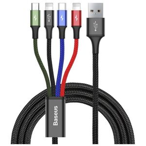 Charging cable Baseus Fast, 4in1, Micro USB, 2xLightning, Type-C, 1.2m, Black - 40493 έως 12 άτοκες Δόσεις