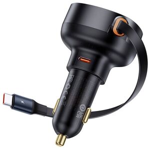 Car socket charger Baseus Enjoyment Pro, 60W, With Type-C cable, Black - 40496 έως 12 άτοκες Δόσεις