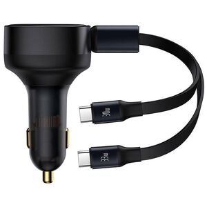 Car socket charger Baseus Enjoyment Pro, 33W, With 2xType-C cable, Black - 40500 έως 12 άτοκες Δόσεις