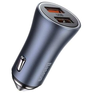 Car socket charger Baseus Golden Contactor Pro, 40W, 2xUSB F, Gray - 40502 έως 12 άτοκες Δόσεις