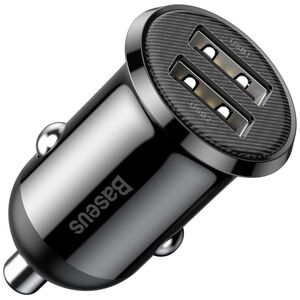 Car socket charger Baseus Grain Pro, 4.8A, 2 x USB, Black - 40509 έως 12 άτοκες Δόσεις