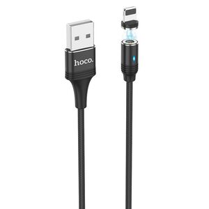 Hoco Καλώδιο σύνδεσης Hoco U76 Fresh USB σε Lightning 2.4A με Μαγνητικό Αποσπώμενο Βύσμα και LED Ένδειξη Μαύρο 1.2m 26757 6931474716705