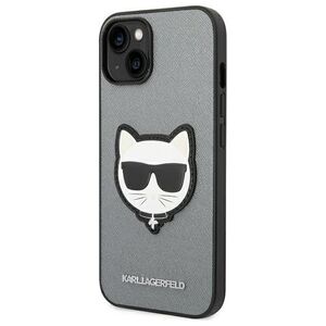 Karl Lagerfeld case for iPhone 14 Plus 6,7&quot; KLHCP14MSAPCHG silver PU Saffiano case with Choupette Head Patch 3666339077006