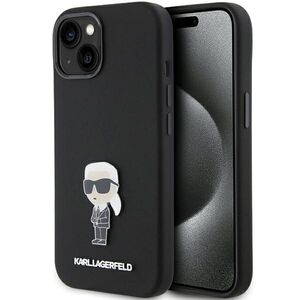 Karl Lagerfeld case for iPhone 15 Plus 6,7&quot; KLHCP15MSMHKNPK black HC SILICONE IKONIK METAL PIN 3666339166007