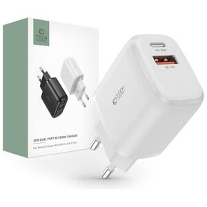 Charger 20W USB QC3.0 + USB-C PD Tech-Protect C20W white 9589046924293