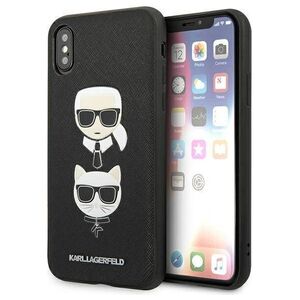 Original Case IPHONE XS MAX Karl Lagerfeld Hardcase Saffiano Ikonik Karl&Choupette Head (KLHCI65SAKICKCBK) black 3666339055011