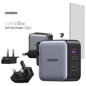 Ugreen Nexode wall charger, 2x USB-C + USB, 65W 6941876221479