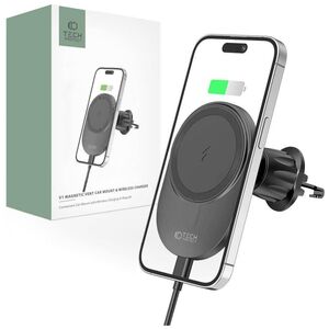 Magnetic MagSafe Car Mount with Wireless Charging 15W for Vent Car Tech-Protect MM15W-V1 black 9490713934562