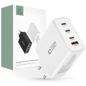 Wall Charger 100W 3x USB-C PD + QC3.0 USB Tech-Protect NC100W-GAN white 9490713934814