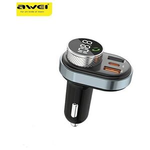 Bluetooth 5.0 MP3 Speakerphone With FM Transmitter 1xUSB + 1xUSB-C AWEI (C-843) black 6954284005401