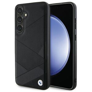 BMW case for Samsung Galaxy S24+ black Signature Leather Crossing Lines Pattern 3666339242633