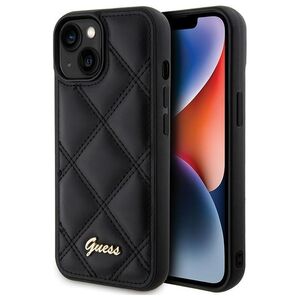 Guess case for iPhone 15 6,1&quot; GUHCP15SPSQSQSK black HC PU Quilted Metal Logo 3666339149604