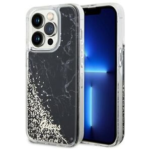Guess case for iPhone 14 Pro 6,1&quot; GUHCP14LLCSGSGK black hard case Liquid Glitter Marble 3666339127299