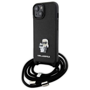 Karl Lagerfeld case for iPhone 15 Plus 6,7&quot; KLHCP15MSAKCPSK black HC Saffiano KC Metal Pin Crossbody 3666339165765