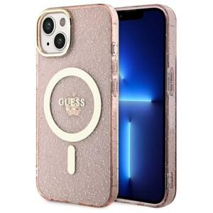 Guess case for iPhone 14 Plus 6,7&quot; GUHMP14MHCMCGP pink hardcase Magsafe IML Glitter Gold 3666339125875