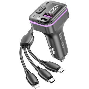 Μεταδότης FM Earldom ЕТ-M95, Bluetooth, USB, Type-C, 3.1A, With 3in1 cable, Μαυρο - 17769 έως 12 άτοκες Δόσεις