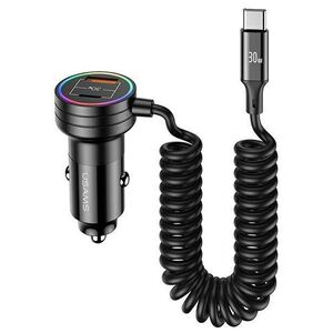 Car Charger 60W USB + USB-C + Kabel USB-C Usams C33 Fast Charge CC167CC01 (US-CC167) black 6958444902470