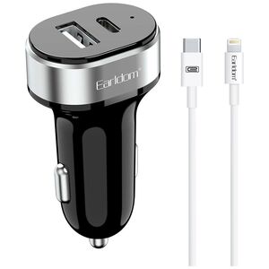 Φορτιστή αυτοκινήτου Earldom ES-CC14, 1xUSB, 1xType-C, με καλώδιο PD Lightning, Μαυρο - 40355 έως 12 άτοκες Δόσεις