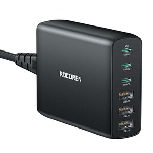Rocoren Wall charger GaN Rocoren 3x USB-C, 3x USB, 100W (black) 061781  RCCTZM-NLZA01 έως και 12 άτοκες δόσεις 6975266730050