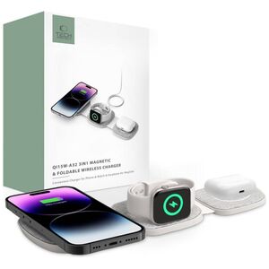 Wireless Charger Magnetic MagSafe 15W 3in1 iPhone + Apple Watch + AirPods Tech-Protect QI15W-A32 grey 5906302308255