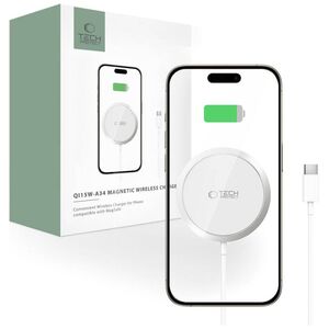 Wireless Charger 15W Magnetic MagSafe Tech-Protect QI15W-A34 white 5906302308828