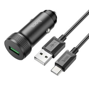 Car Charger 18W 1x USB QC3.0 + Cable USB-C Hoco Z49A black 6931474795724