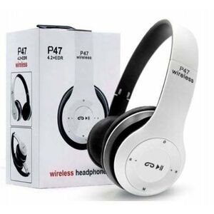 Foldable headphones Wireless P47 Bluetooth 5.0 EDR MicroSD MP3 microphone white 6954774711478