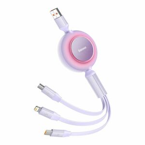 Baseus Bright Mirror 3 USB 3-in-1 cable for micro USB / USB-C / Lightning 66W / 2A 1.1m Purple (CAMJ010105) (BASCAMJ010105) έως 12 άτοκες Δόσεις
