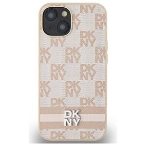 DKNY case for iPhone 15 6,1&quot; DKHCP15SPCPTSSP pink HC PU checkered pattern w printed stripes 3666339263614
