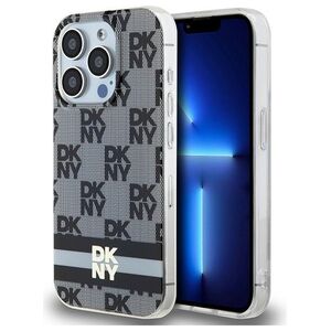 DKNY case for iPhone 15 Pro 6,1&quot; DKHMP15LHCPTSK black HC Magsafe pc tpu checkered pattern w printed stripes 3666339269371