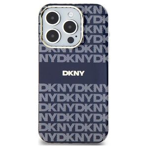 DKNY case for iPhone 15 6,1&quot; DKHMP15SHRHSEB blue HC Magsafe pc tpu repeat texture pattern w stripe 3666339267810