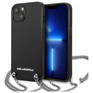 Original Case IPHONE 13 MINI Karl Lagerfeld Hardcase Leather Textured And Chain (KLHCP13SPMK) black 3666339049928