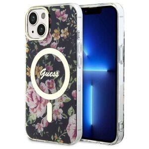 Original Case IPHONE 14 PLUS Guess Hardcase Flower MagSafe (GUHMP14MHCFWSK) black 3666339115524